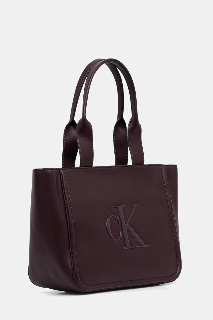 Calvin Klein nákupní taška dámská z imitace kůže LV04F3218G burgundské SS26