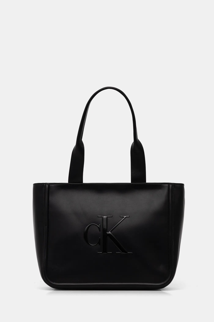 Calvin Klein shopper γυναικεία από απομίμηση δέρματος συνθετικό μαύρο LV04F3218G