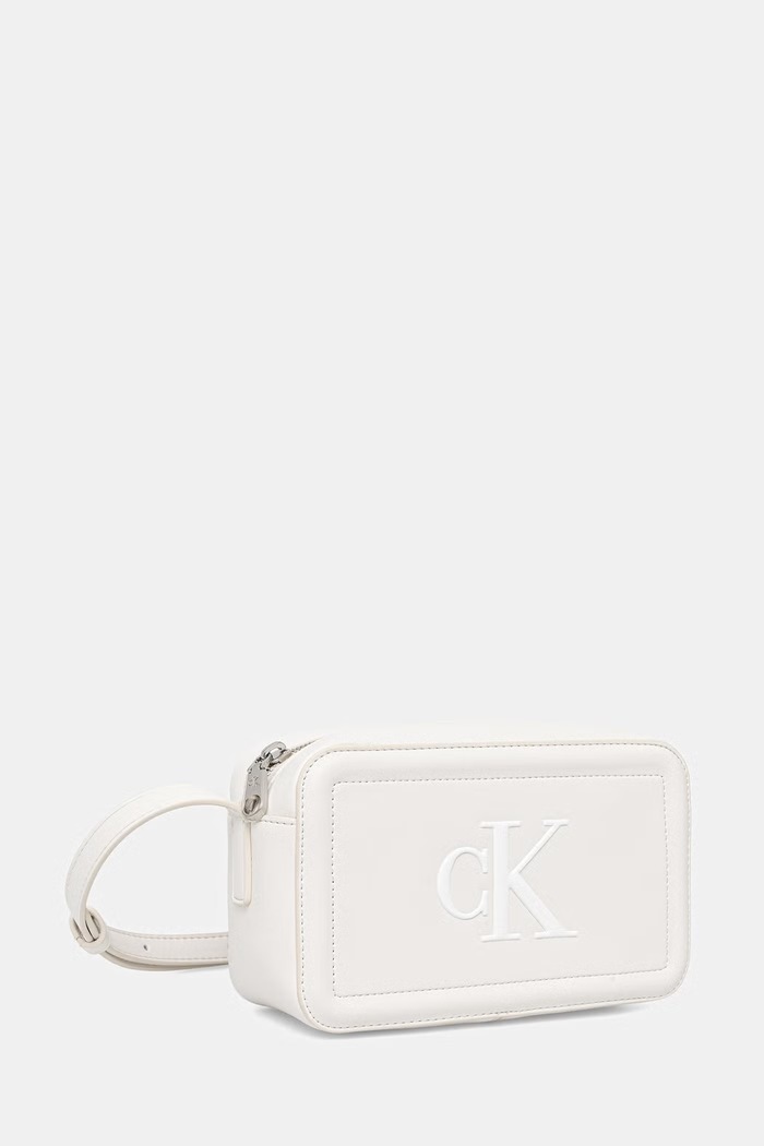 Calvin Klein crossbody torbica ženski iz umetnega usnja LV04F3220G bela SS26