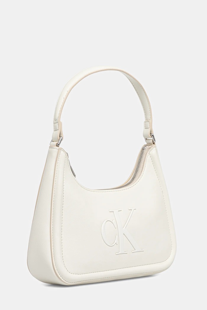 Calvin Klein torebka bagietka damska z imitacji skóry LV04F3230G biały SS26