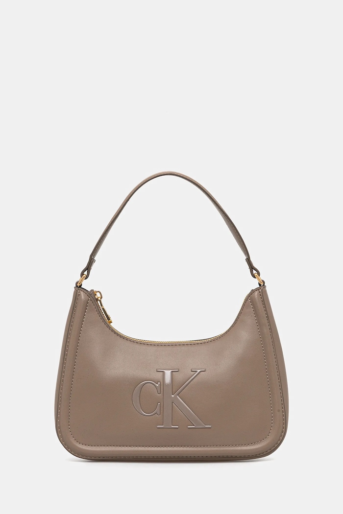 Calvin Klein baguette γυναικεία από απομίμηση δέρματος απομίμηση λείου δέρματος μπεζ LV04F3230G