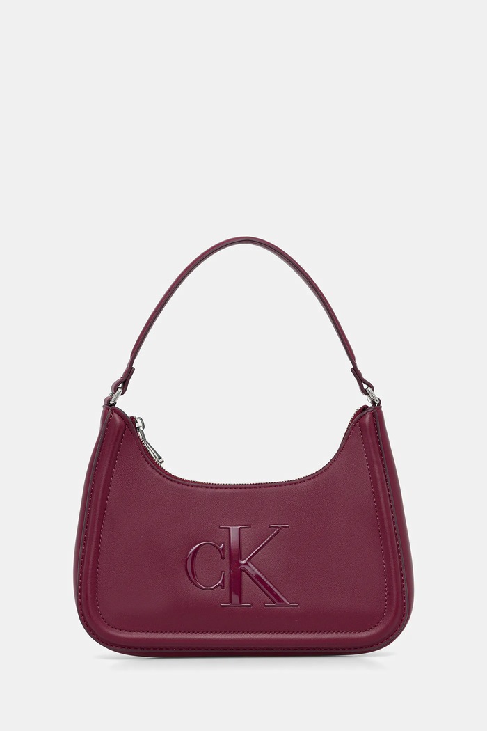 Calvin Klein baguette torbica ženska iz umetnega usnja bordo LV04F3230G