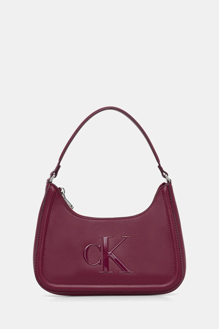 Calvin Klein baguette torbica ženska iz umetnega usnja bordo LV04F3230G