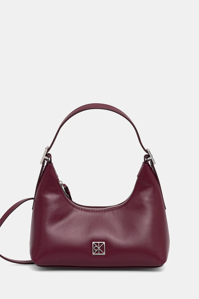 Δερμάτινη τσάντα Calvin Klein μπορντό LV04F3263G