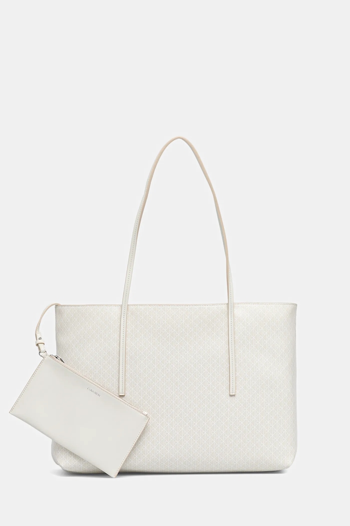 Calvin Klein tote bag pentru femei cu imitație de piele incape in A4 alb LV04F3266G
