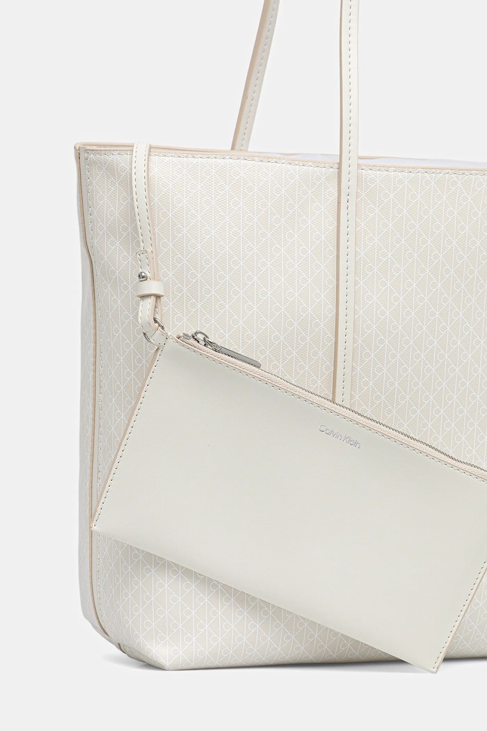 Calvin Klein tote bag pentru femei cu imitație de piele LV04F3266G alb