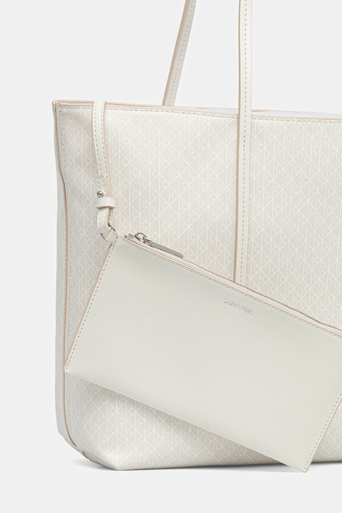 Calvin Klein tote bag pentru femei cu imitație de piele LV04F3266G alb