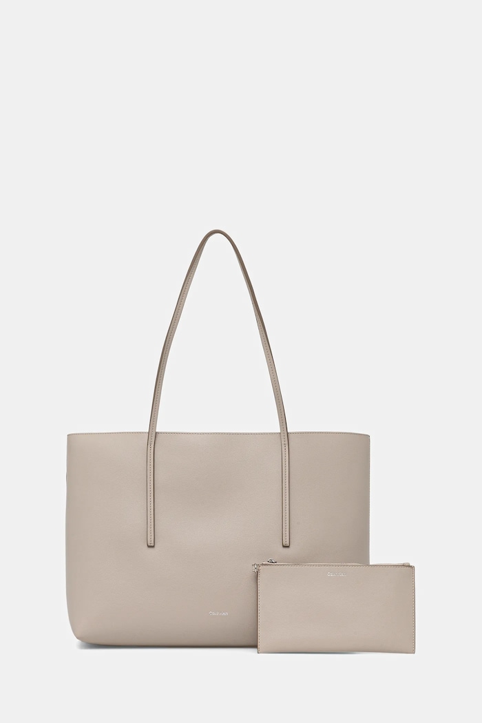Calvin Klein shopper γυναικεία από απομίμηση δέρματος συνθετικό μπεζ LV04F3274G