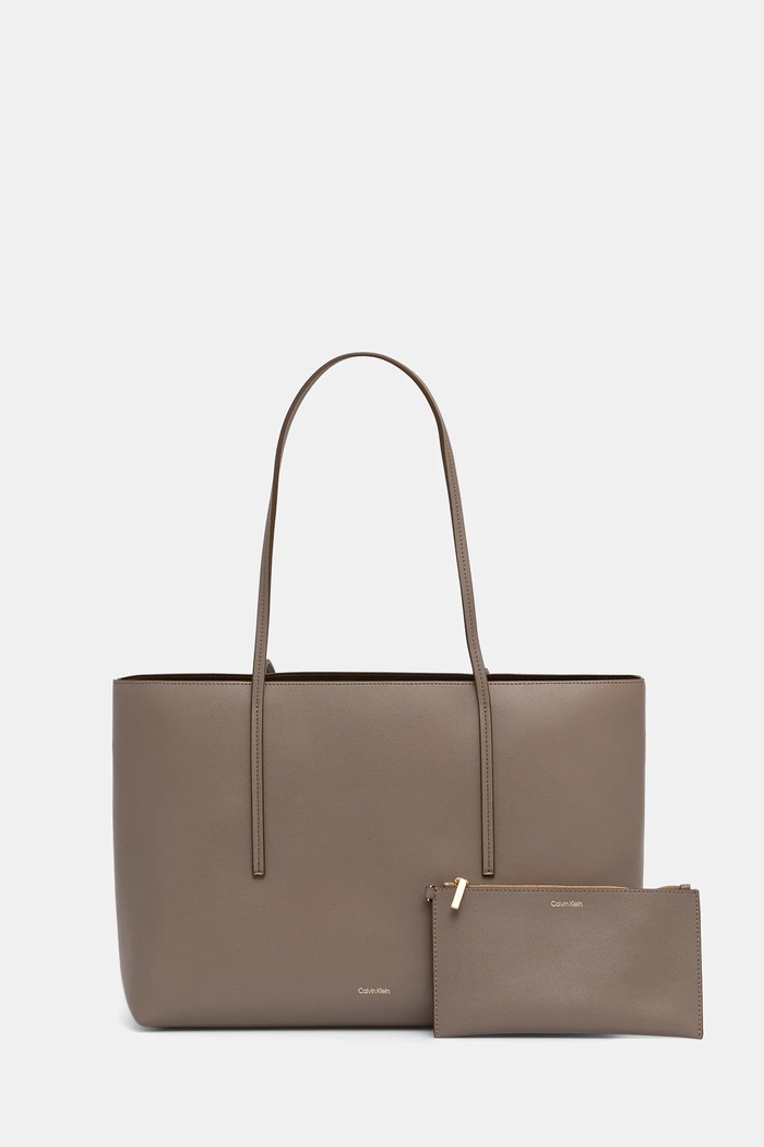Calvin Klein shopper γυναικεία από απομίμηση δέρματος συνθετικό μπεζ LV04F3274G