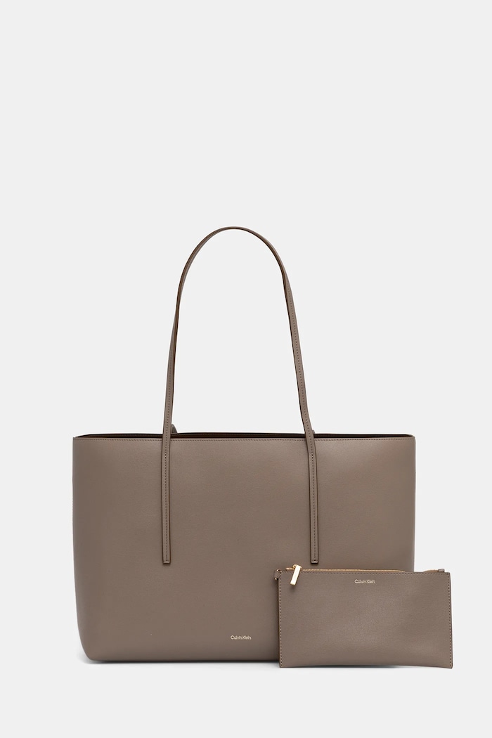 Calvin Klein shopper γυναικεία από απομίμηση δέρματος συνθετικό μπεζ LV04F3274G