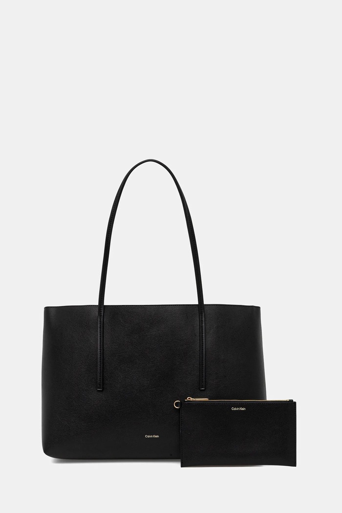 Calvin Klein shopper γυναικεία από απομίμηση δέρματος συνθετικό μαύρο LV04F3274G