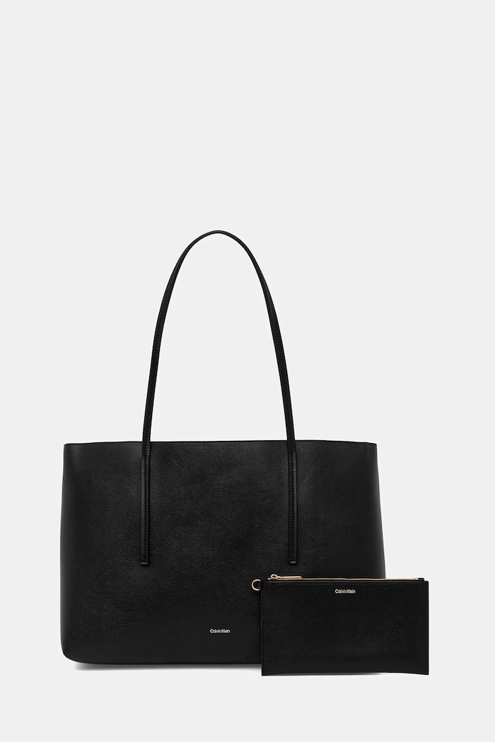 Calvin Klein shopper γυναικεία από απομίμηση δέρματος συνθετικό μαύρο LV04F3274G