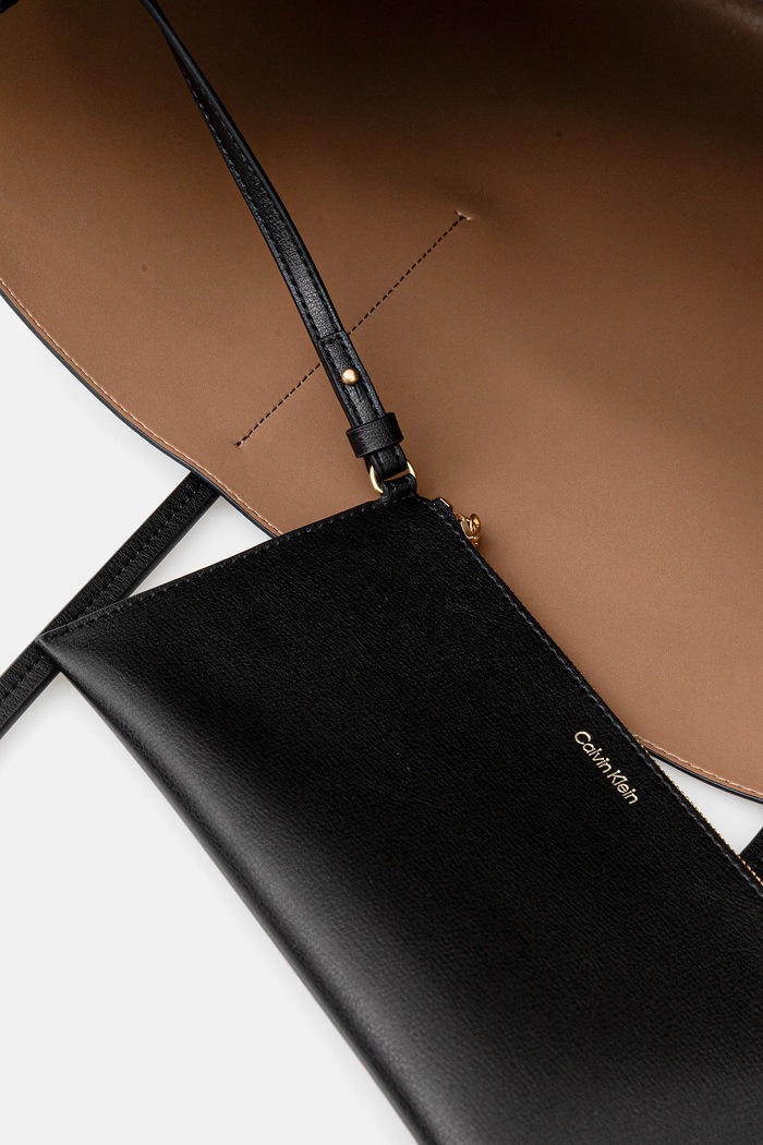 Calvin Klein shopper γυναικεία από απομίμηση δέρματος LV04F3274G μαύρο
