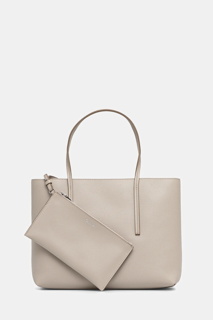 Kabelka Calvin Klein imitácia kože béžová LV04F3275G