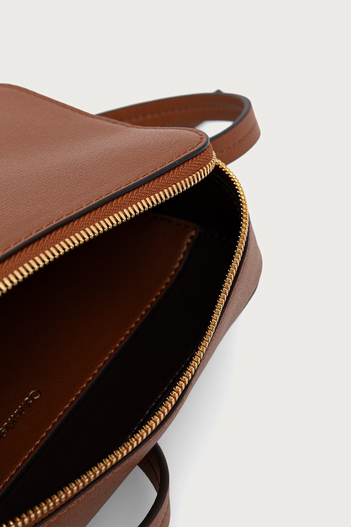 Torebka crossbody damska z imitacji skóry Calvin Klein brązowy LV04F3276G