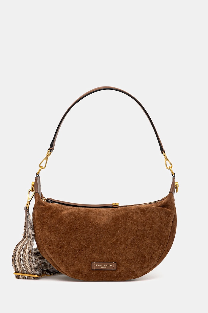Gianni Chiarini torebka zamszowa AISHA nie mieści A4 brązowy BS.12050.CM