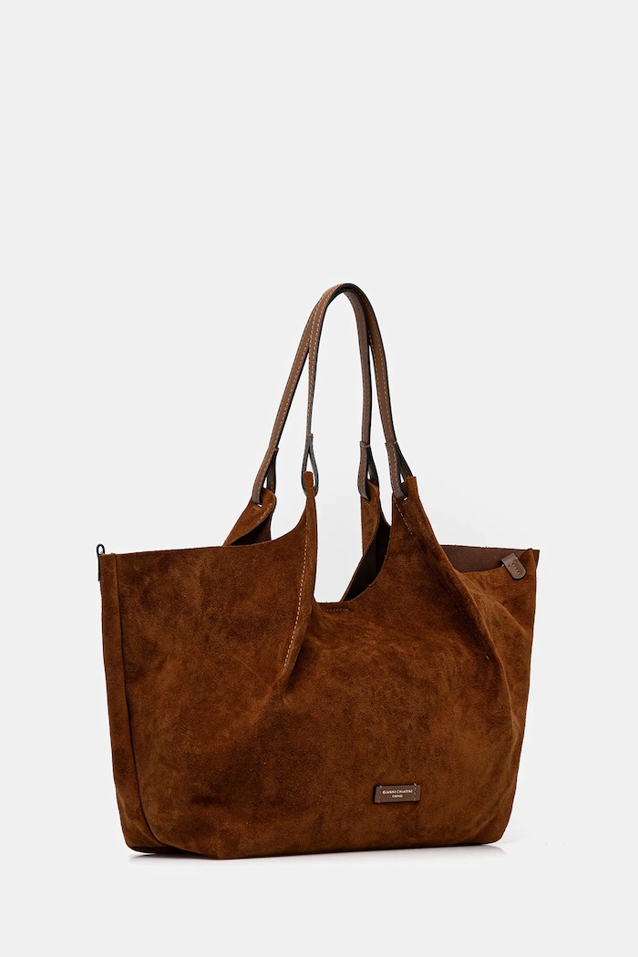 Accesorii Gianni Chiarini geantă de mână din piele întoarsă DUA BS.9780.CM maro