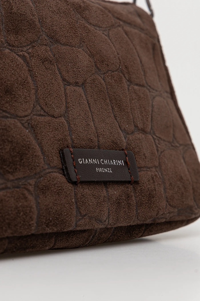 Geantă crossbody pentru femei din piele întoarsă NORA POUCH Gianni Chiarini BS.10224.CM maro