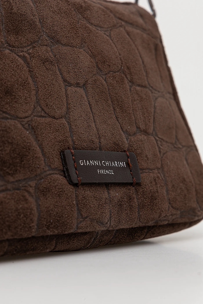 Geantă crossbody pentru femei din piele întoarsă NORA POUCH Gianni Chiarini BS.10224.CM maro