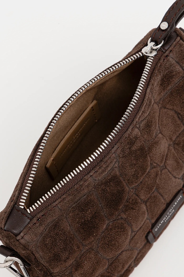 Geantă crossbody pentru femei din piele întoarsă NORA POUCH Gianni Chiarini maro BS.10224.CM