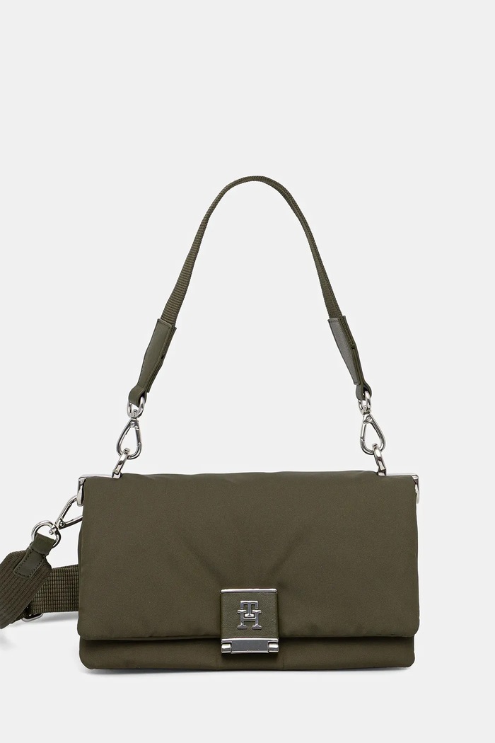 Kabelka Tommy Hilfiger hladký zelená AW0AW17725