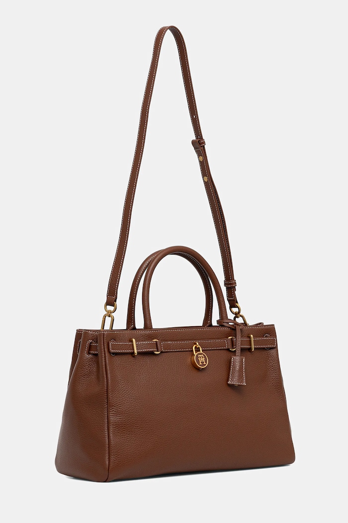Tommy Hilfiger torebka shopper damska skórzana AW0AW17925 brązowy SS26