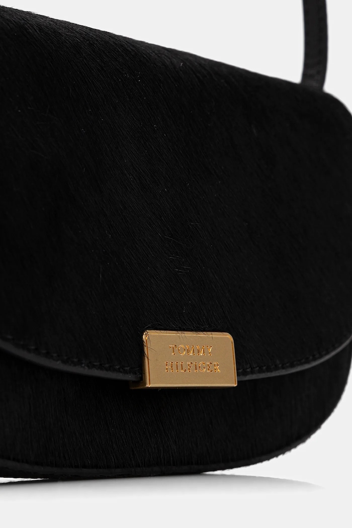 Kožená kabelka Tommy Hilfiger čierna AW0AW17941