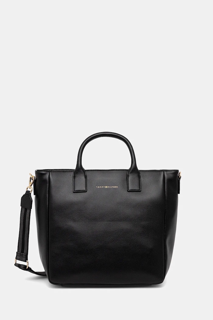 Kabelka Tommy Hilfiger jednofarebný čierna AW0AW17971