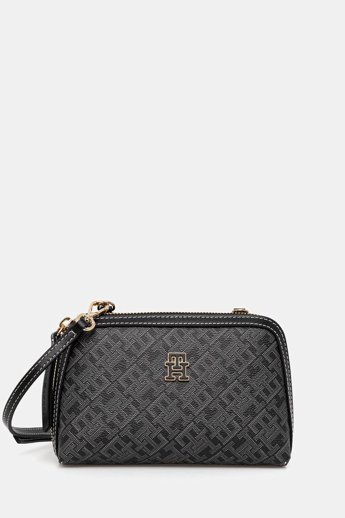 Kabelka Tommy Hilfiger imitácia kože sivá AW0AW17712