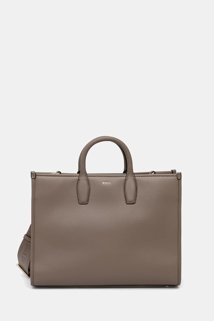 BOSS torebka tote damska z imitacji skóry Sandy MED Tote beżowy 50547947