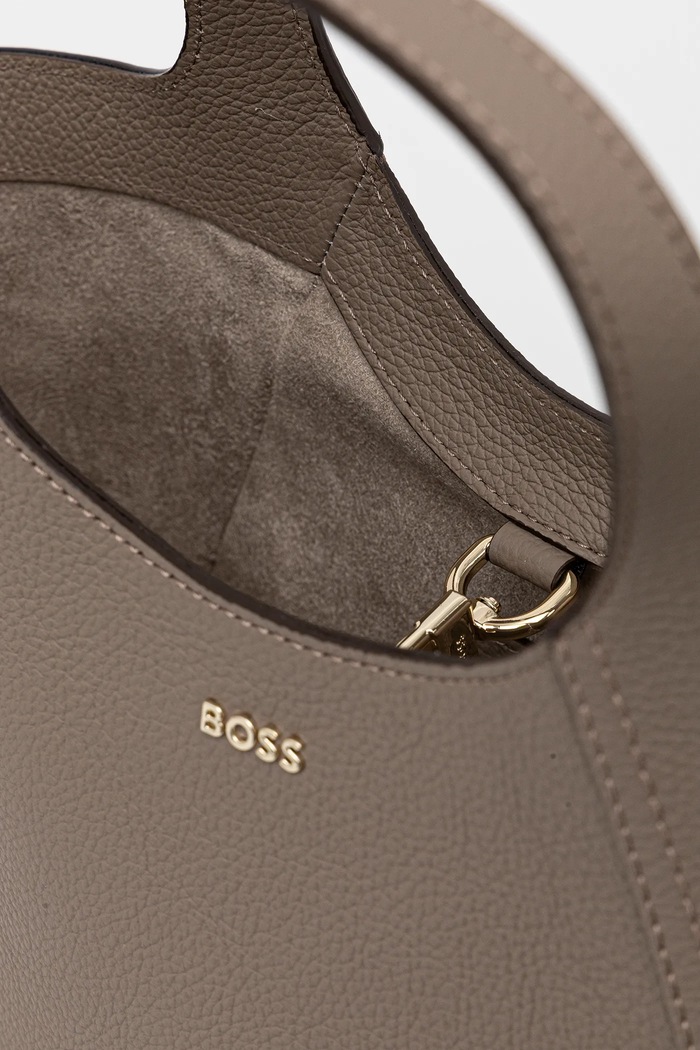Geantă de mână din piele întoarsă Lenah Small Tote BOSS maro 50552118