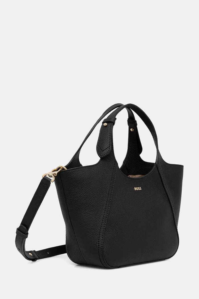 BOSS Geantă de mână din piele întoarsă Lenah Small Tote 50552118 negru AW25
