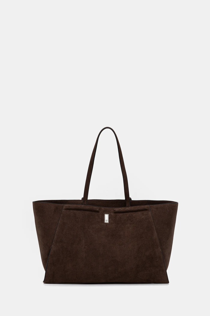 BOSS geantă de mână din piele întoarsă Ariell Shopper S uni maro 50552161