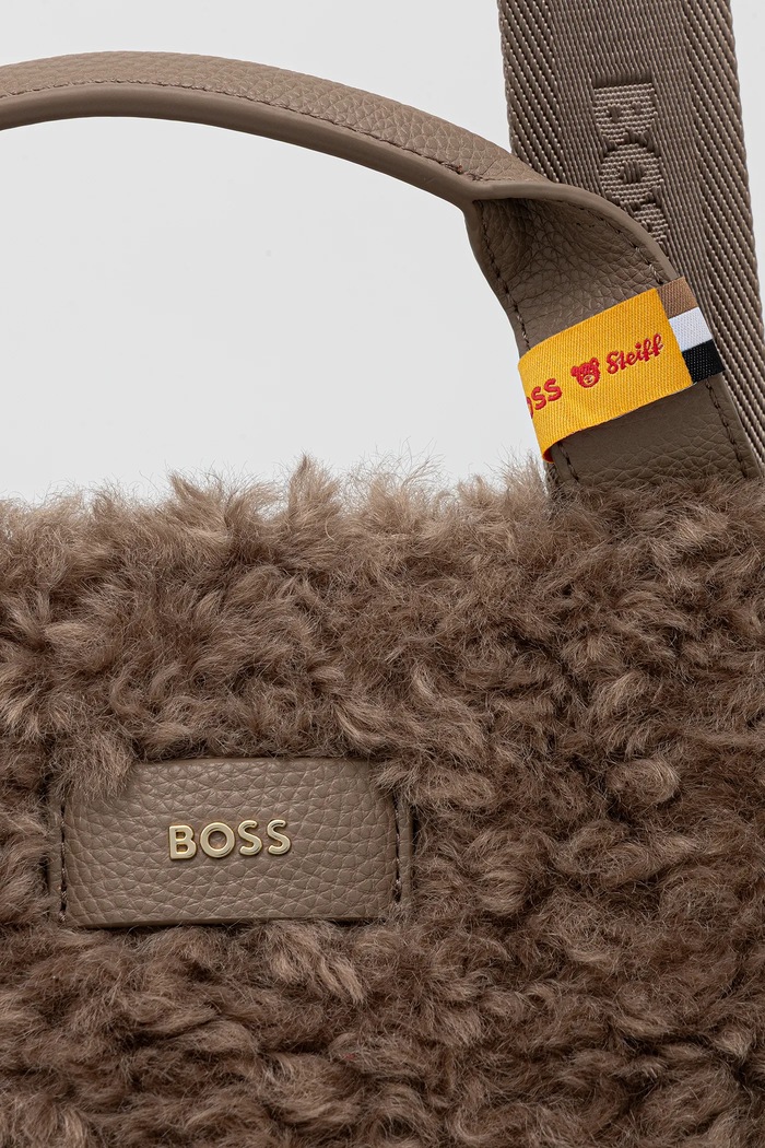 BOSS geantă de mână cu amestec de lână Palmah TOTE SH maro 50552479