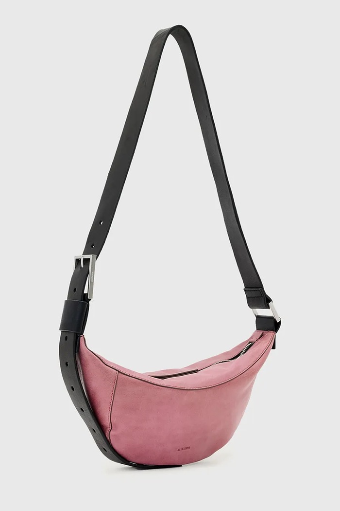 Doplnky AllSaints kabelka rogal dámska kožená LUNA W192XD ružová