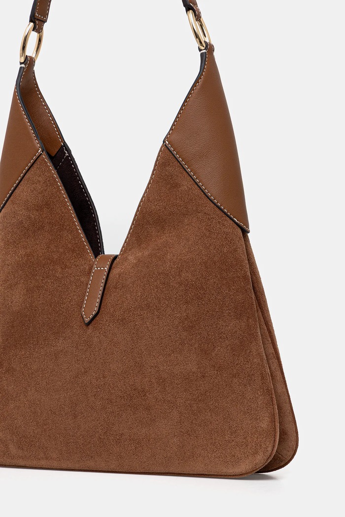 Accesorii MICHAEL Michael Kors geantă de mână din piele întoarsă 30F5GQ8L6S maro