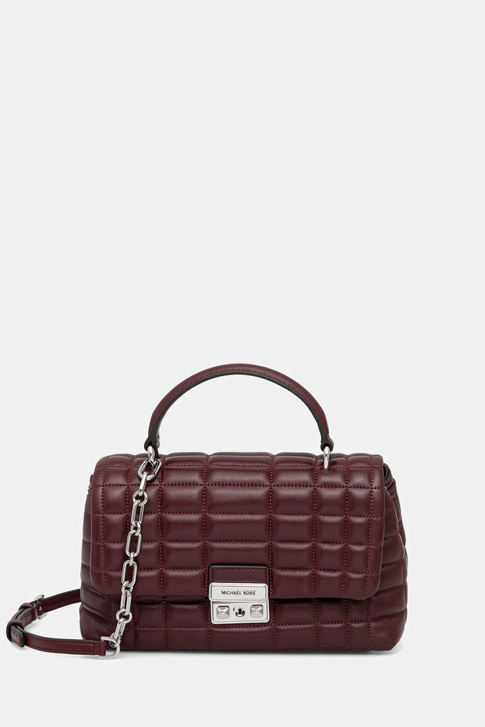 Kožená kabelka MICHAEL Michael Kors nášivka burgundské 30F5S2RS2L