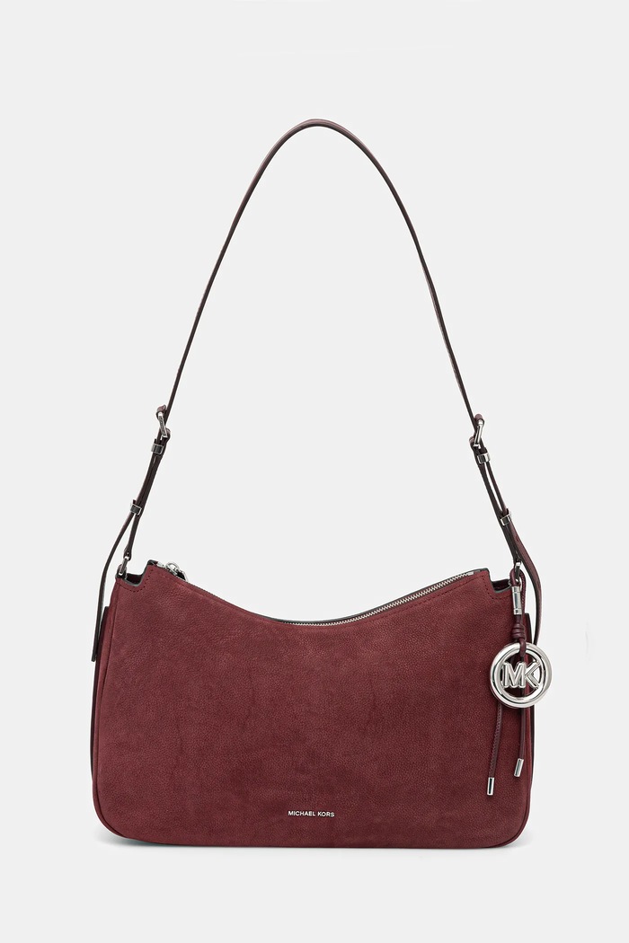 Nubuková taška MICHAEL Michael Kors semišová koža burgundské 30F5SY5M2L