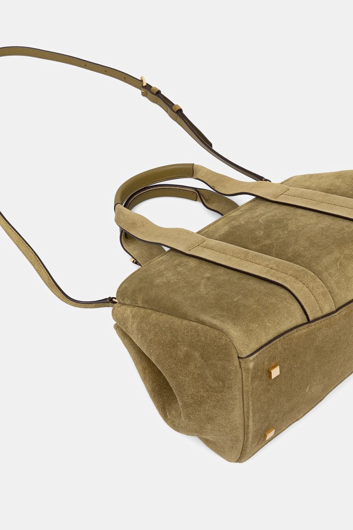 Accesorii MICHAEL Michael Kors geantă de mână din piele întoarsă 30F5G1ZS1S verde