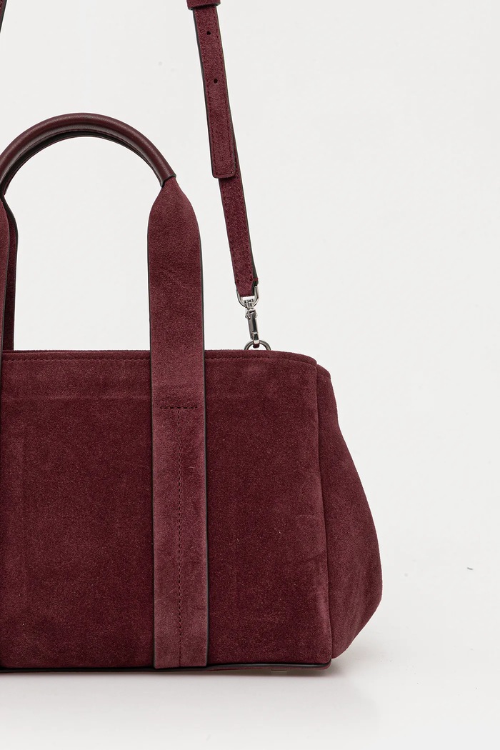 Accesorii MICHAEL Michael Kors geantă de mână din piele întoarsă 30F5S1ZS1S burgundia