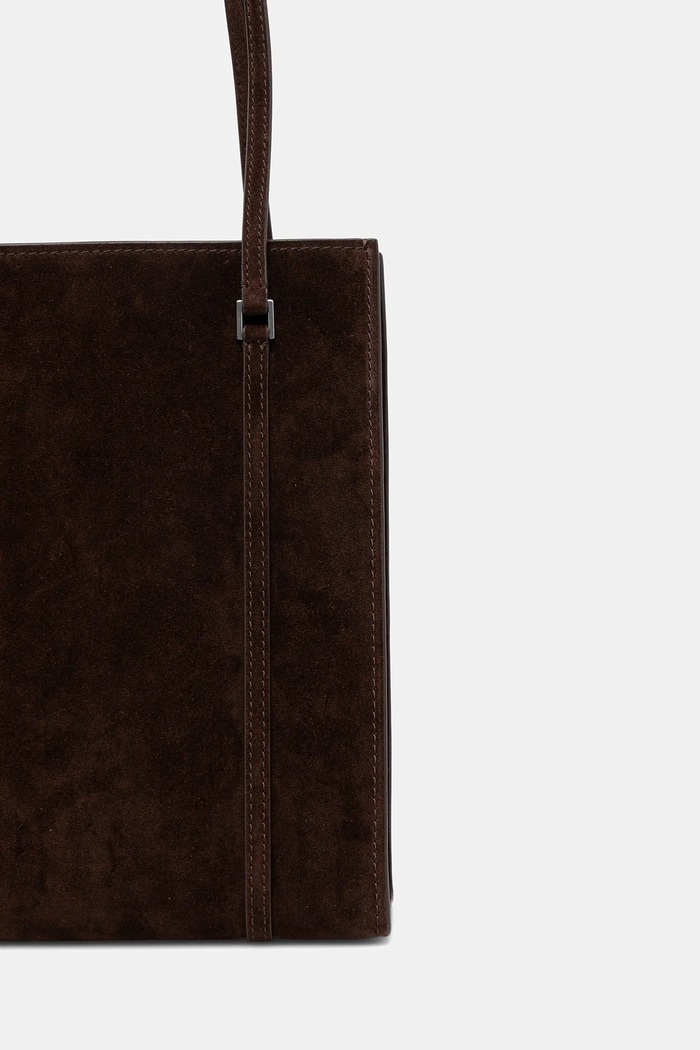 Accesorii Tory Burch geantă de mână din piele întoarsă Kira Turnlock Suede 169180.200 maro