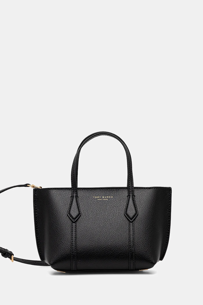 Usnjena torbica Tory Burch Perry Mini Tote Ne ustreza A4 črna 175548.001