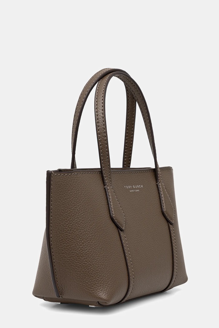 Δερμάτινη τσάντα Tory Burch Perry Mini Tote 175548.250 καφέ AW25