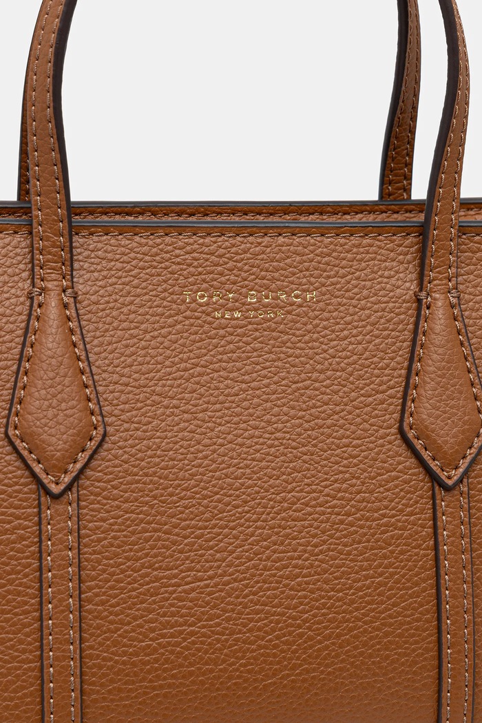 Δερμάτινη τσάντα Tory Burch Perry Mini Tote καφέ 177404.200