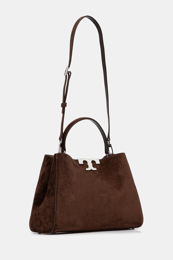 Torba od brušene kože Tory Burch Eleanor Suede 174278.203 smeđa AW25