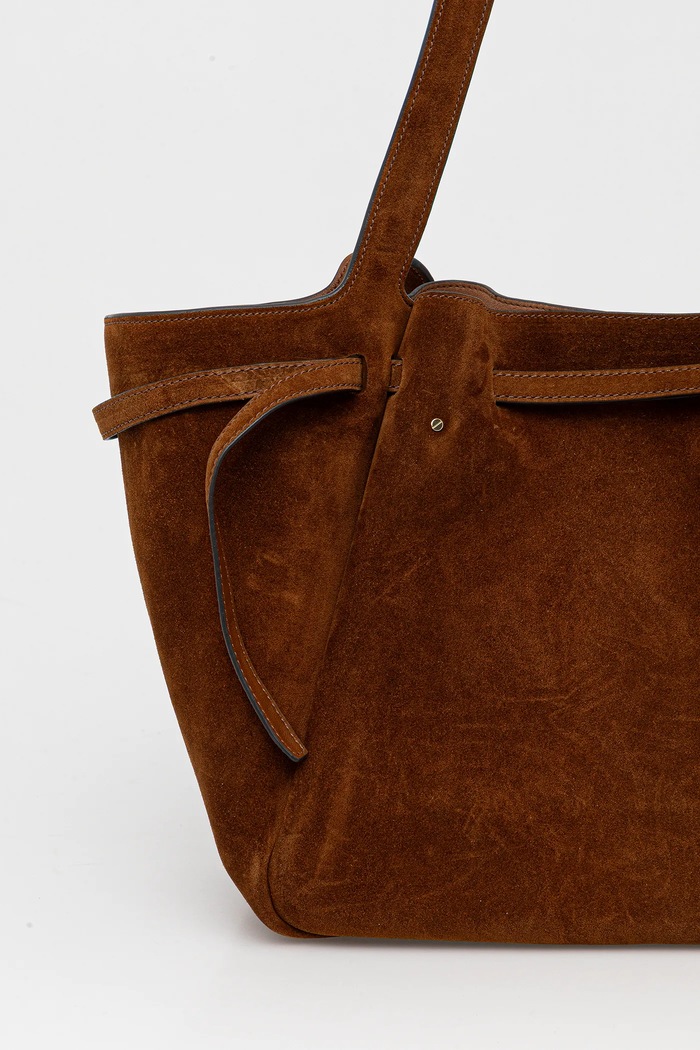Accesorii Tory Burch geantă de mână din piele întoarsă Romy Suede Tote 178158.200 maro