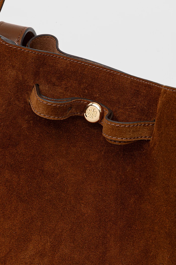 Tory Burch geantă de mână din piele întoarsă Romy Suede Tote maro 178158.200