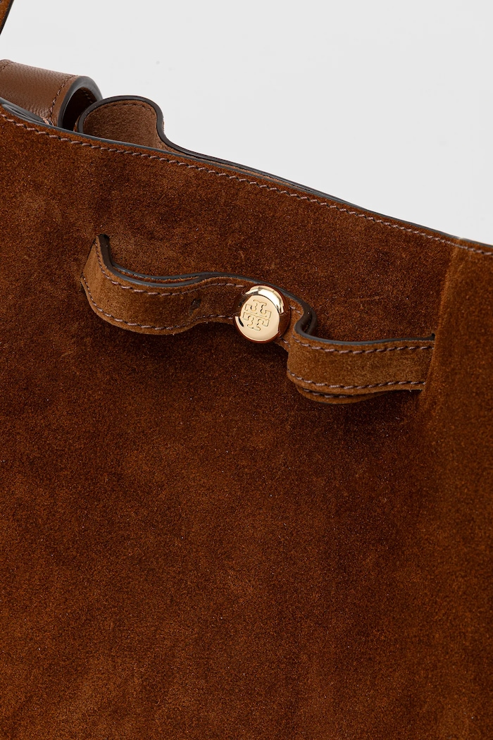 Tory Burch geantă de mână din piele întoarsă Romy Suede Tote maro 178158.200