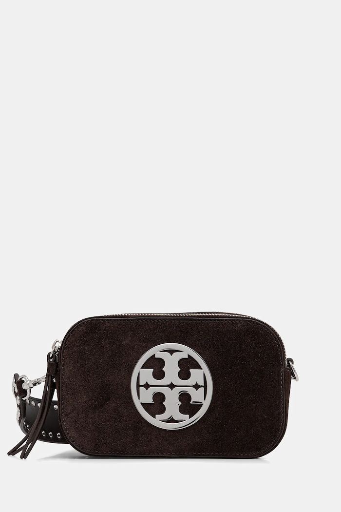 Kožna torba Tory Burch Miller Suede Mini brušena koža smeđa 174301.201