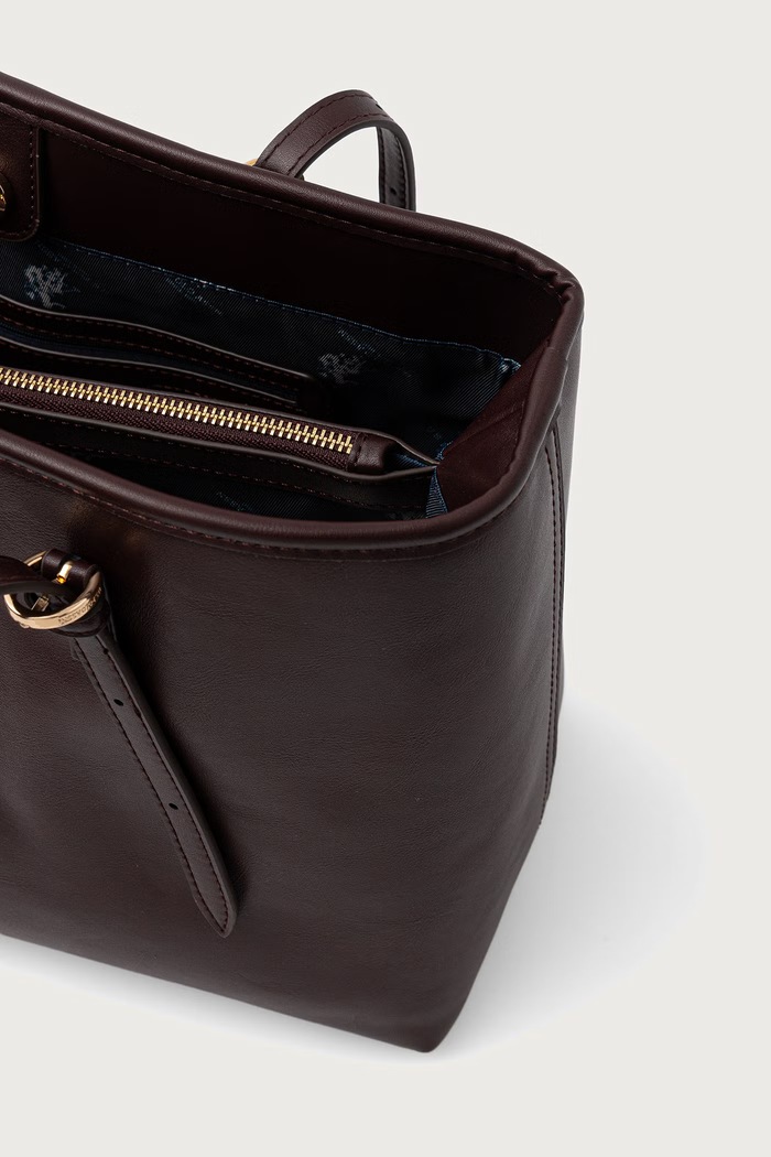Torebka shopper damska z imitacji skóry Blackstone U.S. Polo Assn. bordowy BIU4B8935WVP